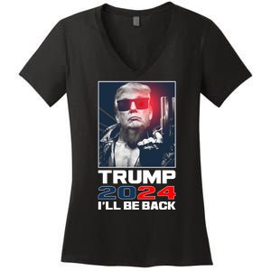 Donald Trump 2024 I'll Be Back Women's V-Neck T-Shirt