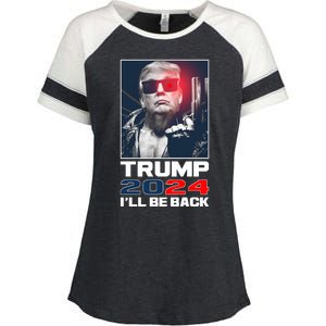 Donald Trump 2024 I'll Be Back Enza Ladies Jersey Colorblock Tee