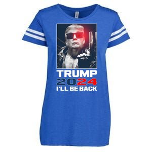 Donald Trump 2024 I'll Be Back Enza Ladies Jersey Football T-Shirt