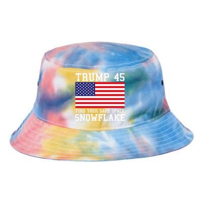 Donald Trump 45 Find Your Safe Space Snowflake USA Tie Dye Newport Bucket Hat