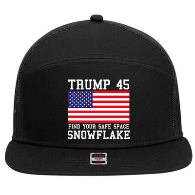 Donald Trump 45 Find Your Safe Space Snowflake USA 7 Panel Mesh Trucker Snapback Hat