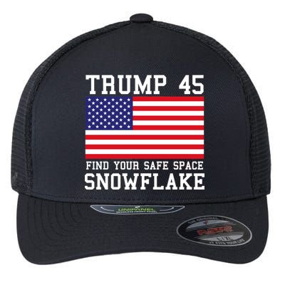 Donald Trump 45 Find Your Safe Space Snowflake USA Flexfit Unipanel Trucker Cap