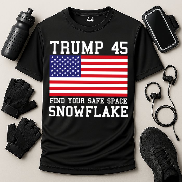Donald Trump 45 Find Your Safe Space Snowflake USA Cooling Performance Crew T-Shirt