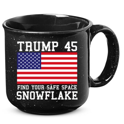 Donald Trump 45 Find Your Safe Space Snowflake USA 15oz Campfire Ceramic Mug