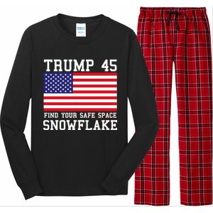 Donald Trump 45 Find Your Safe Space Snowflake USA Long Sleeve Pajama Set