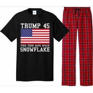 Donald Trump 45 Find Your Safe Space Snowflake USA Pajama Set