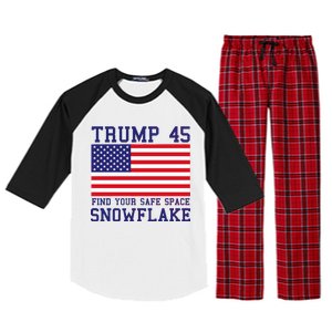 Donald Trump 45 Find Your Safe Space Snowflake USA Raglan Sleeve Pajama Set