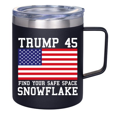 Donald Trump 45 Find Your Safe Space Snowflake USA 12oz Stainless Steel Coffee Mug