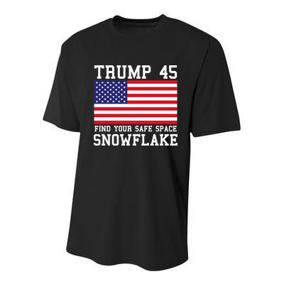Donald Trump 45 Find Your Safe Space Snowflake USA Youth Performance Sprint T-Shirt