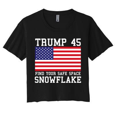 Donald Trump 45 Find Your Safe Space Snowflake USA Crop Top