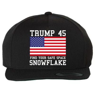 Donald Trump 45 Find Your Safe Space Snowflake USA Wool Snapback Cap