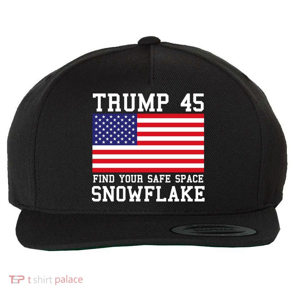 Donald Trump 45 Find Your Safe Space Snowflake USA Wool Snapback Cap