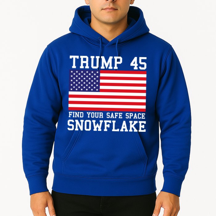 Donald Trump 45 Find Your Safe Space Snowflake USA Hoodie