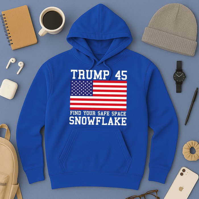 Donald Trump 45 Find Your Safe Space Snowflake USA Hoodie