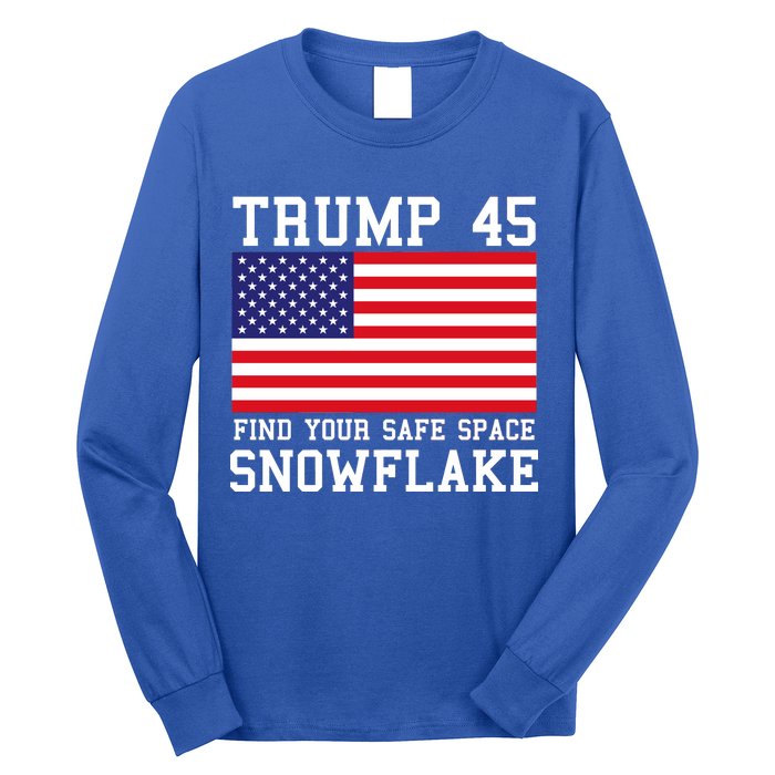 Donald Trump 45 Find Your Safe Space Snowflake USA Long Sleeve Shirt