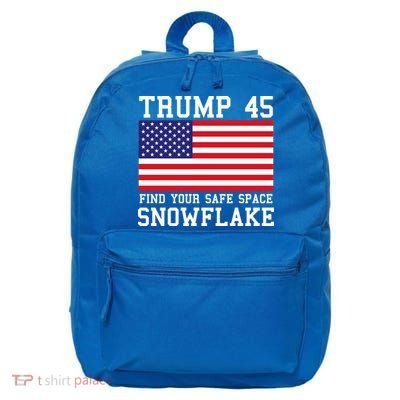 Donald Trump 45 Find Your Safe Space Snowflake USA 16 in Basic Backpack