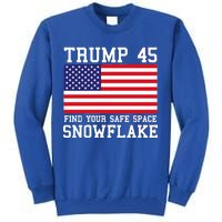 Donald Trump 45 Find Your Safe Space Snowflake USA Tall Sweatshirt