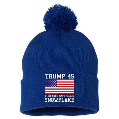 Donald Trump 45 Find Your Safe Space Snowflake USA Pom Pom 12in Knit Beanie