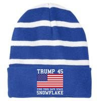 Donald Trump 45 Find Your Safe Space Snowflake USA Striped Beanie with Solid Band