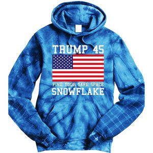 Donald Trump 45 Find Your Safe Space Snowflake USA Tie Dye Hoodie