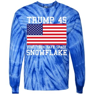 Donald Trump 45 Find Your Safe Space Snowflake USA Tie-Dye Long Sleeve Shirt