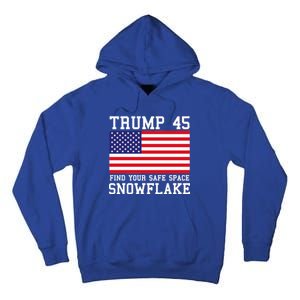 Donald Trump 45 Find Your Safe Space Snowflake USA Tall Hoodie