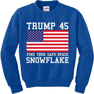 Donald Trump 45 Find Your Safe Space Snowflake USA Kids Sweatshirt
