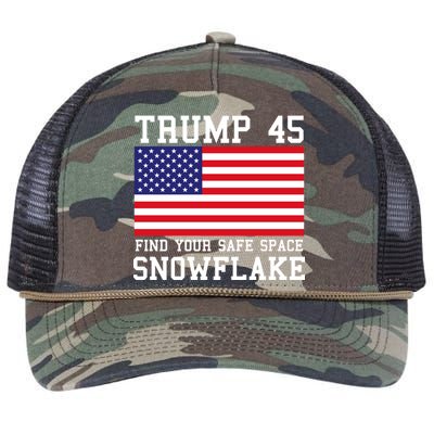 Donald Trump 45 Find Your Safe Space Snowflake USA Retro Rope Trucker Hat Cap