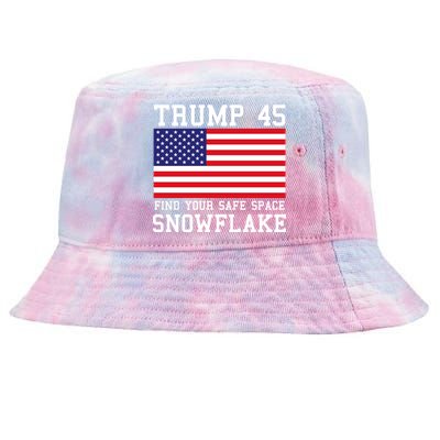 Donald Trump 45 Find Your Safe Space Snowflake USA Tie-Dyed Bucket Hat