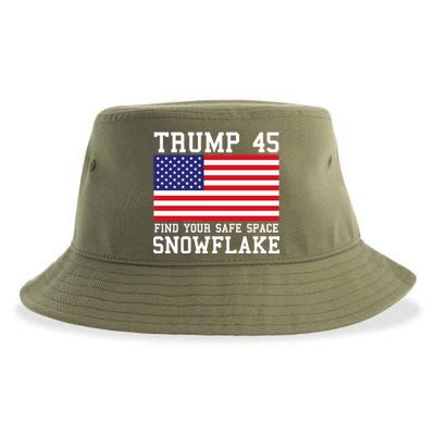 Donald Trump 45 Find Your Safe Space Snowflake USA Sustainable Bucket Hat