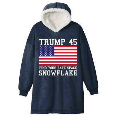 Donald Trump 45 Find Your Safe Space Snowflake USA Hooded Wearable Blanket