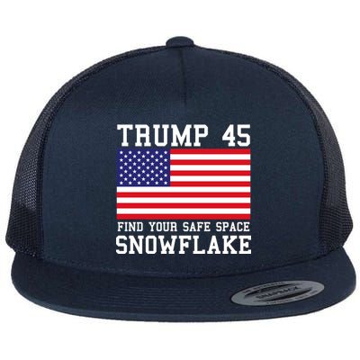 Donald Trump 45 Find Your Safe Space Snowflake USA Flat Bill Trucker Hat