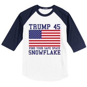 Donald Trump 45 Find Your Safe Space Snowflake USA Baseball Sleeve Shirt