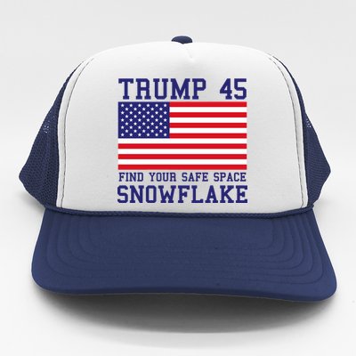 Donald Trump 45 Find Your Safe Space Snowflake USA Trucker Hat