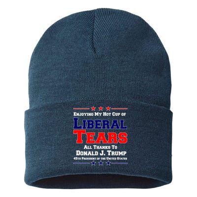 Donald Trump 45TH PRESIDENT POTUS Liberal Tears Sustainable Knit Beanie