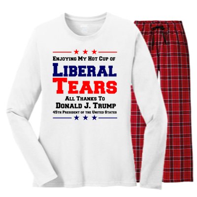 Donald Trump 45TH PRESIDENT POTUS Liberal Tears Women's Long Sleeve Flannel Pajama Set 