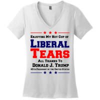 Donald Trump 45TH PRESIDENT POTUS Liberal Tears Women's V-Neck T-Shirt