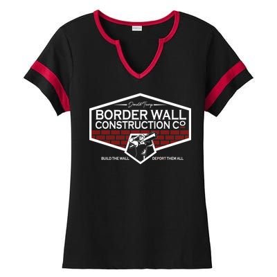 Donald Trump Border Wall Construction Ladies Halftime Notch Neck Tee