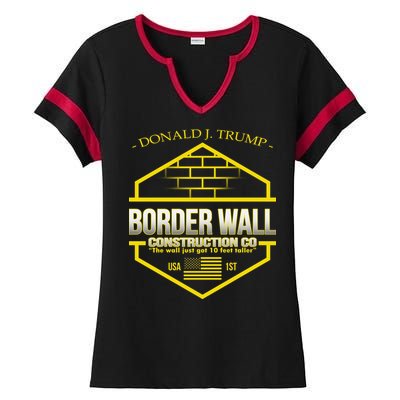 Donald Trump Border Wall Construction Co Ladies Halftime Notch Neck Tee