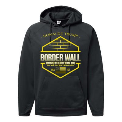 Donald Trump Border Wall Construction Co Performance Fleece Hoodie