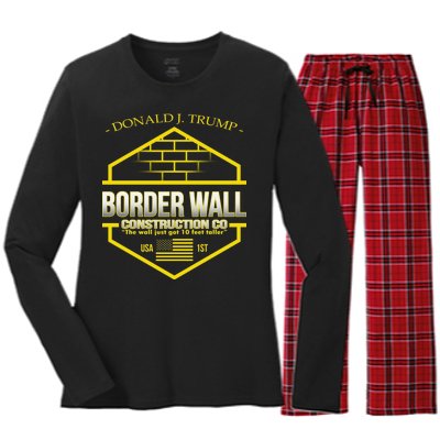 Donald Trump Border Wall Construction Co Women's Long Sleeve Flannel Pajama Set 