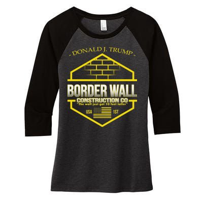 Donald Trump Border Wall Construction Co Women's Tri-Blend 3/4-Sleeve Raglan Shirt