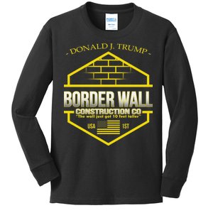 Donald Trump Border Wall Construction Co Kids Long Sleeve Shirt