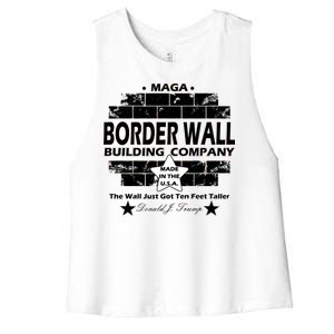 Donald Trump Border Wall Construction Company Women's Racerback Cropped Tank