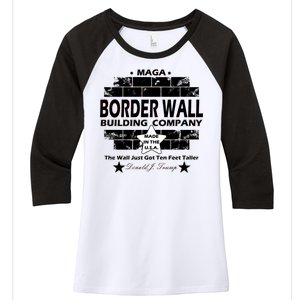 Donald Trump Border Wall Construction Company Women's Tri-Blend 3/4-Sleeve Raglan Shirt