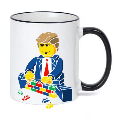 Donald Trump Building a Wall out of Toys 11oz Black Color Changing Mug