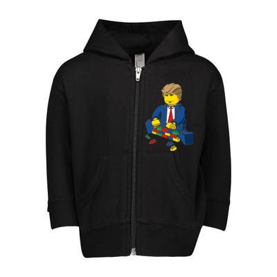 Donald Trump Building a Wall out of Toys Toddler Zip Fleece Hoodie