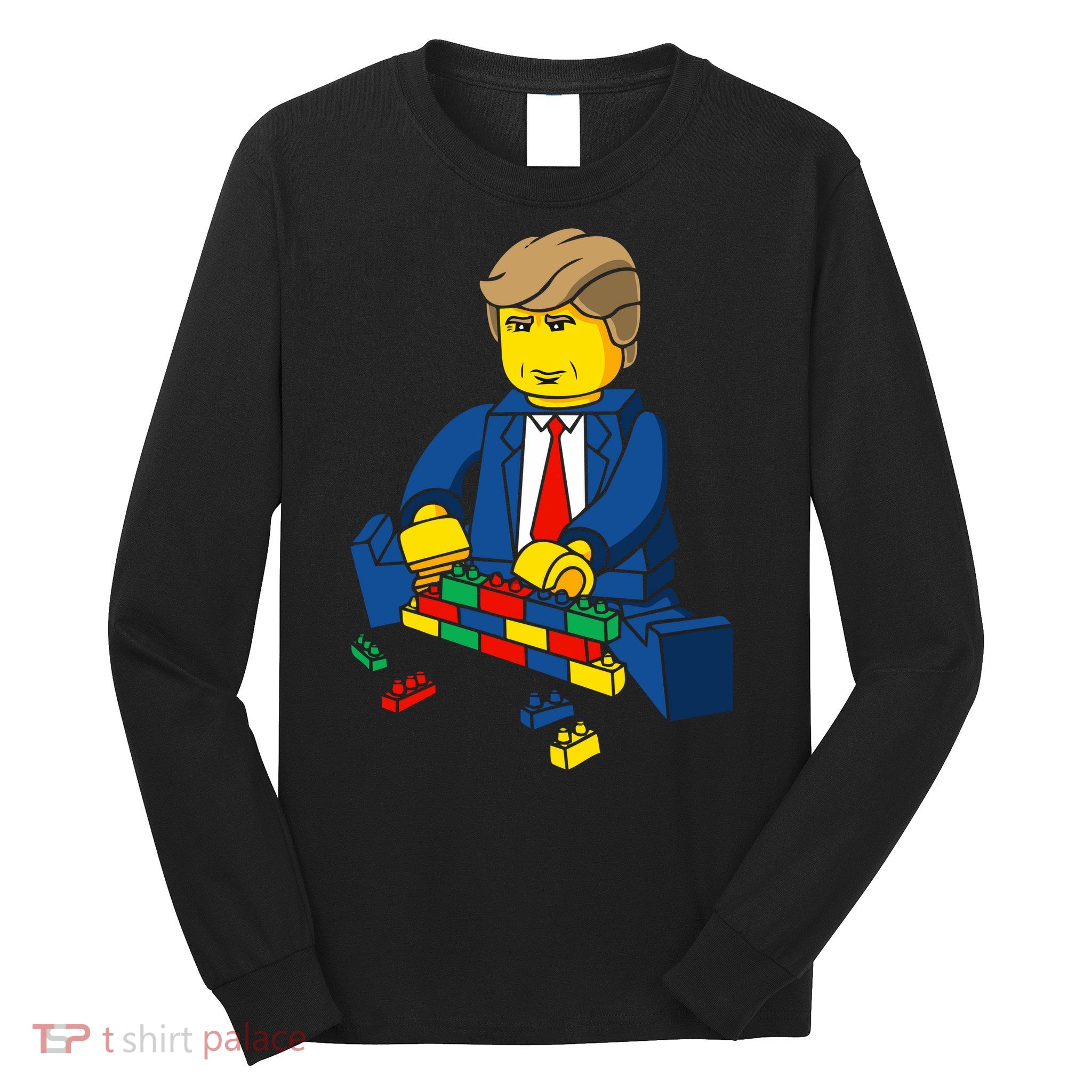 Donald Trump Building a Wall out of Toys Long Sleeve Shirt
