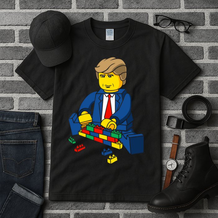 Donald Trump Building a Wall out of Toys Tall T-Shirt