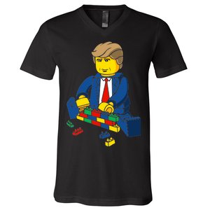 Donald Trump Building a Wall out of Toys V-Neck T-Shirt